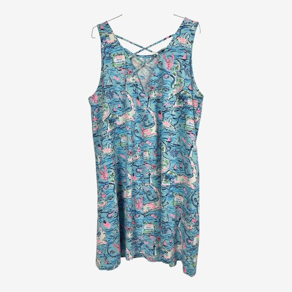 Lilly Pulitzer Dress Womens XL Kristen Swing Lilly Loves Cape Cod Bali Blue Prep - Picture 3 of 11